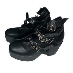Platform Mary Jane Shoes Size 6 Dolls Kill LaModa Black Buckle Strappy  Shoes